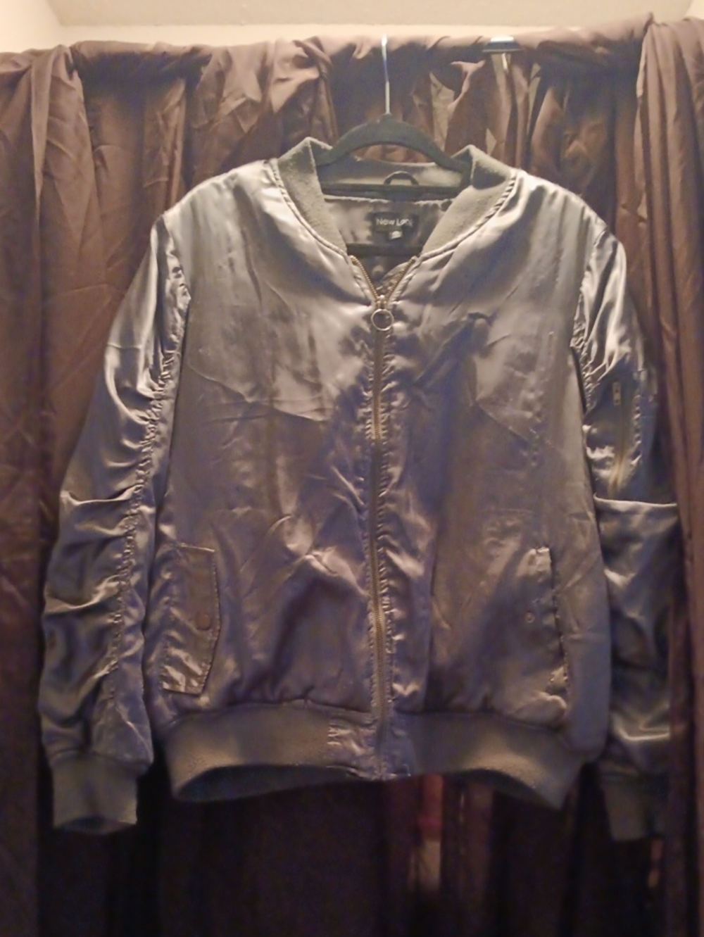 Green Satin Bomber Jacket